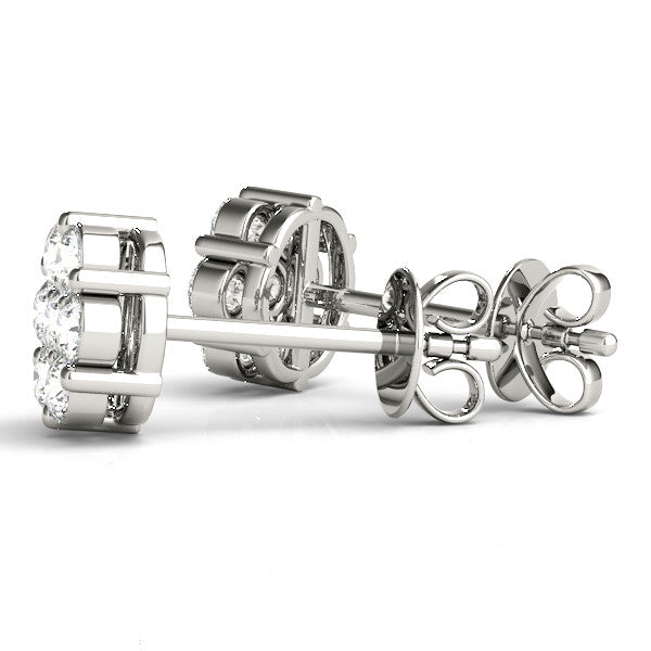 14K Gold Diamond Cluster Earrings