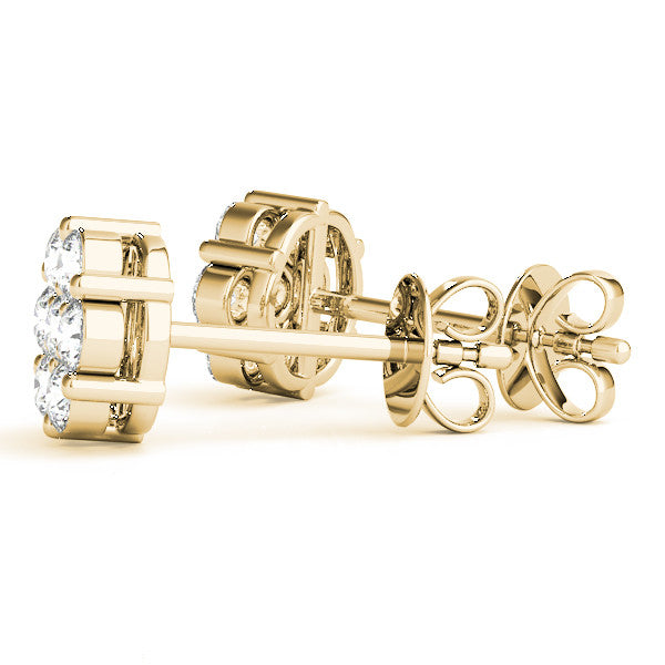 14K Gold Diamond Cluster Earrings
