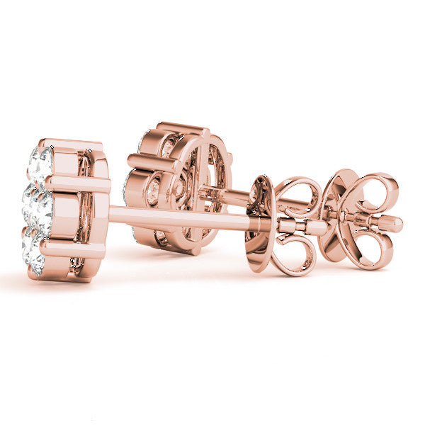 14K Gold Diamond Cluster Earrings