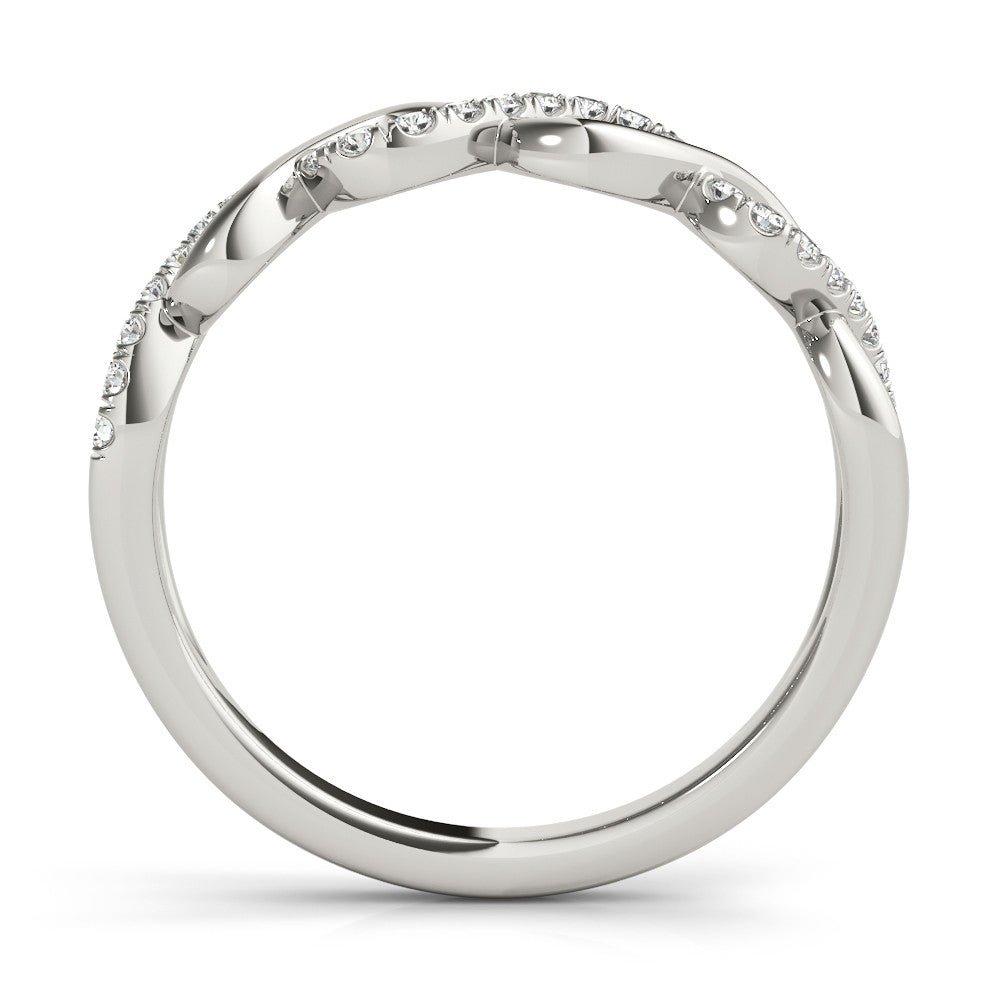 Silver Diamond Twisted Band Ring Style 1