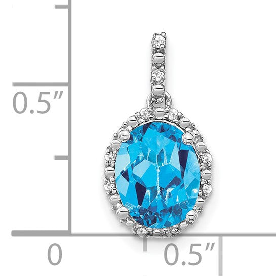 Oval Gemstone Diamond Halo Pendant