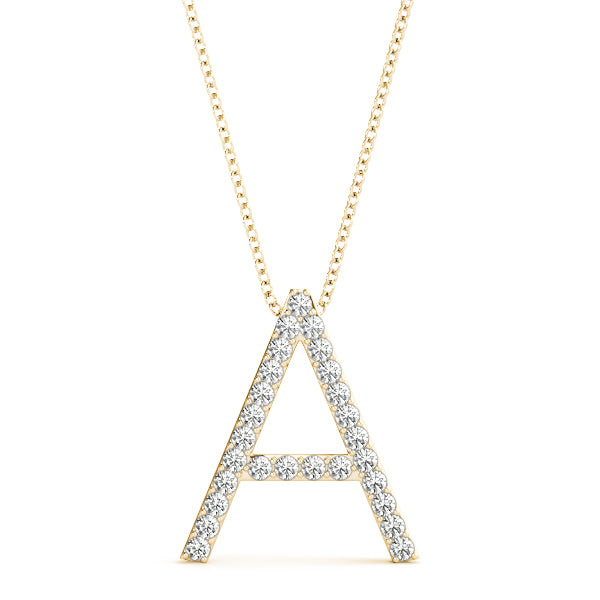 Diamond A Initial Pendant