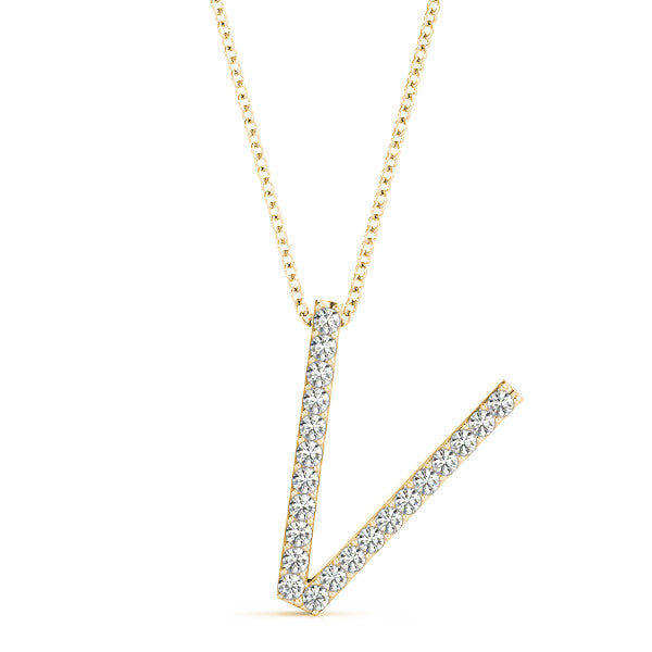 Diamond Initial V Pendant