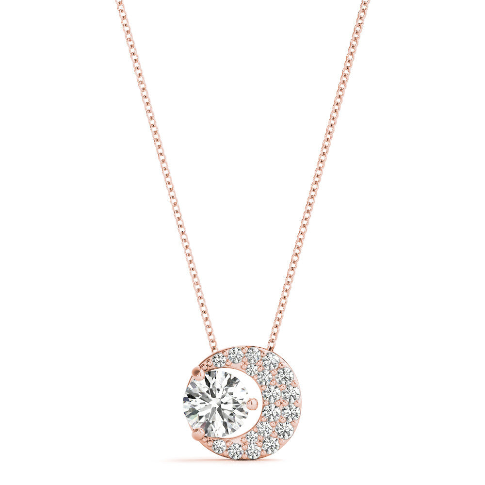 14K Gold Diamond Moon Pendant