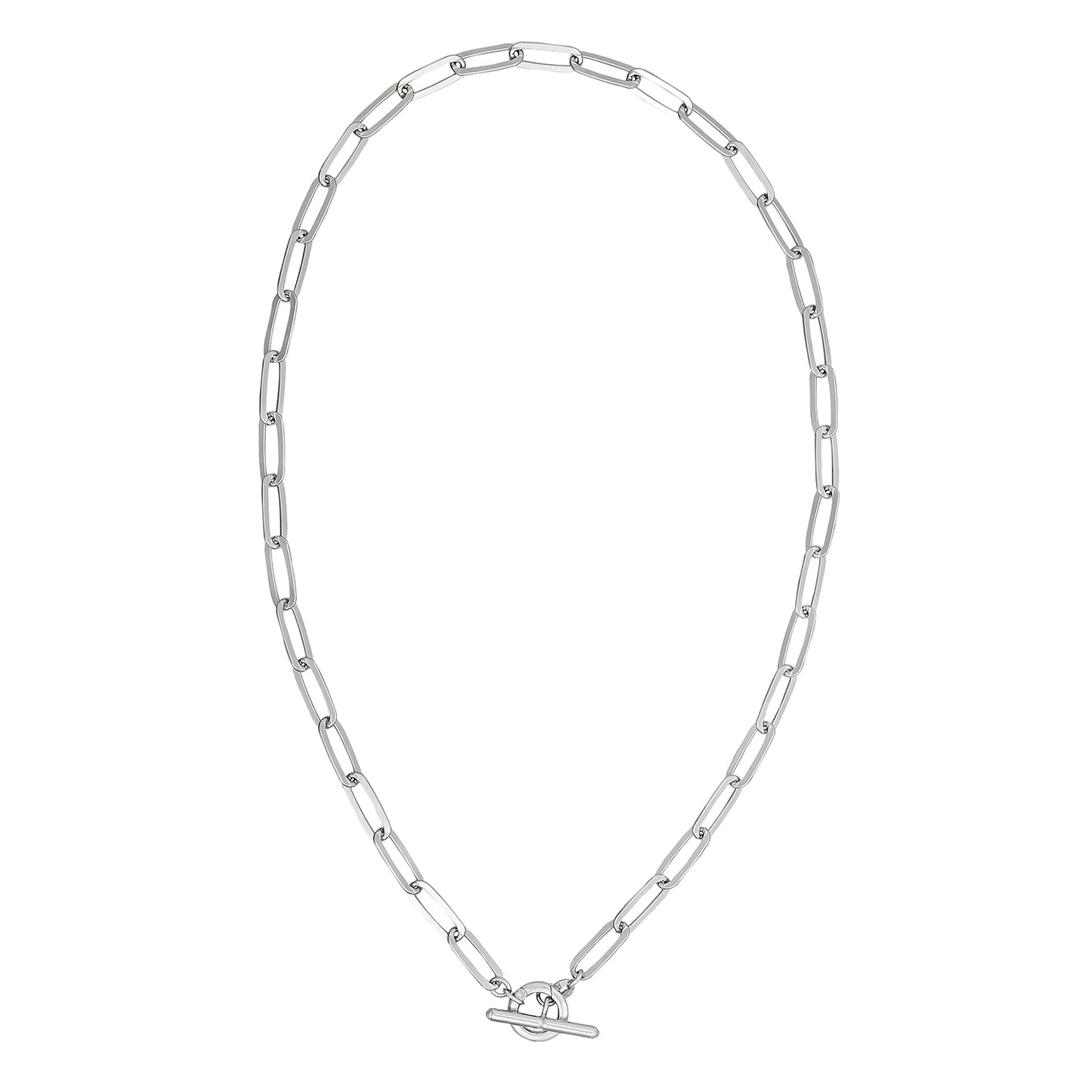 Silver Paperclip Toggle Bar Necklace