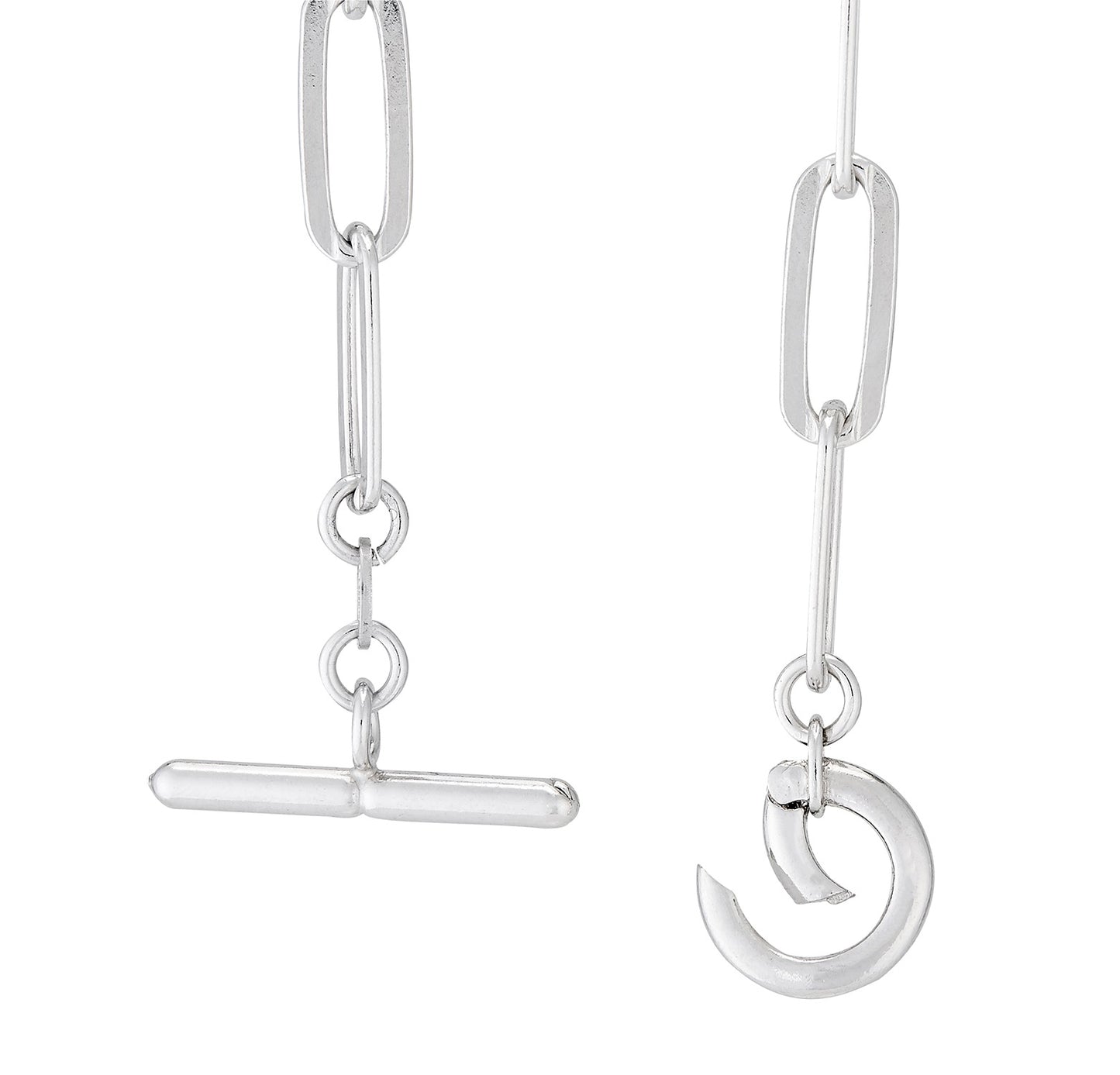 Silver Paperclip Toggle Bar Necklace
