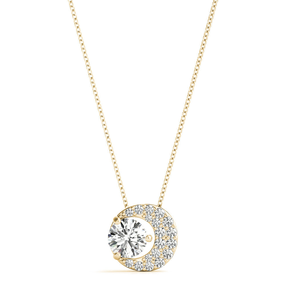 10K Gold Diamond Moon Pendant