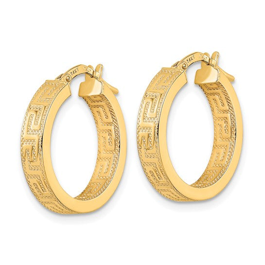 14K Gold Greek Pattern Earrings