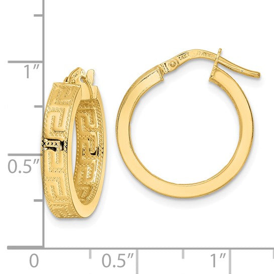 14K Gold Greek Pattern Earrings