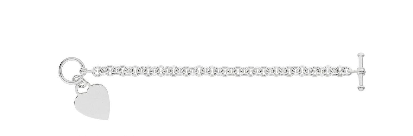 Silver Toggle Heart Bracelet Style 2