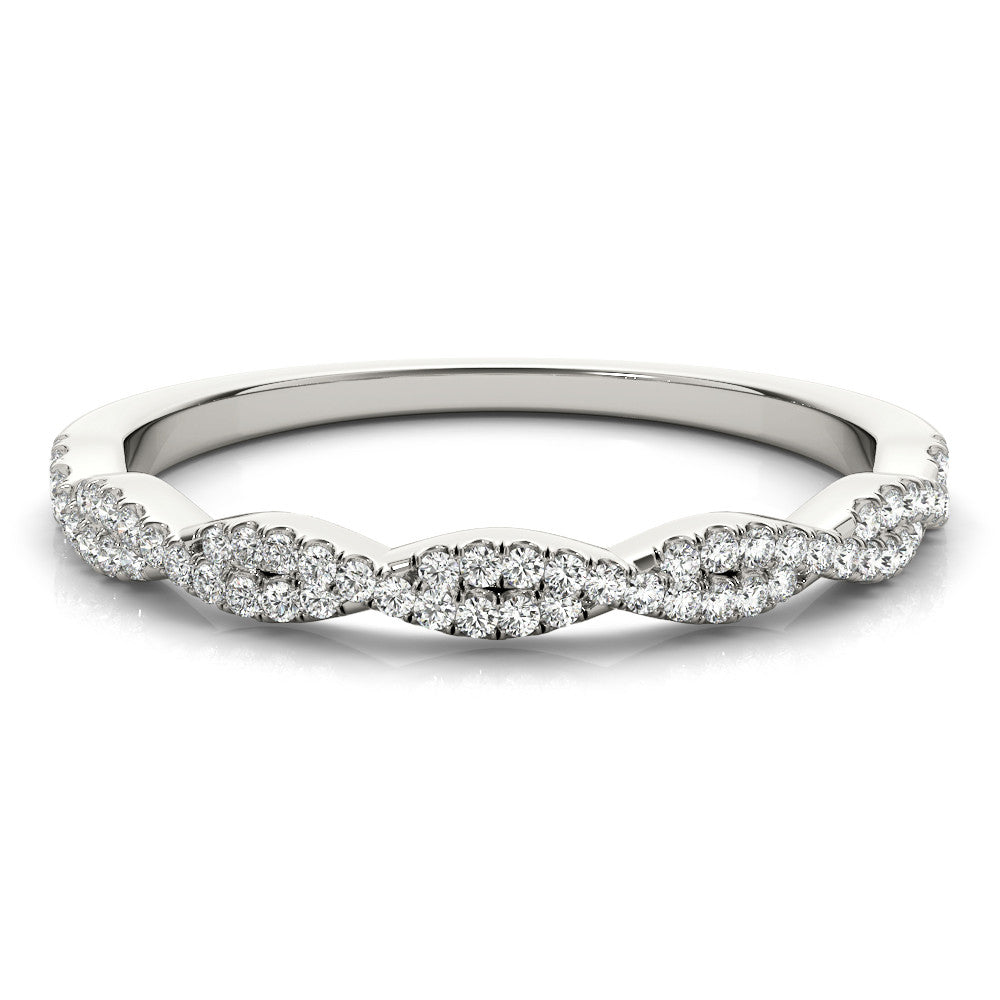 Silver Diamond Twisted Band Ring Style 2